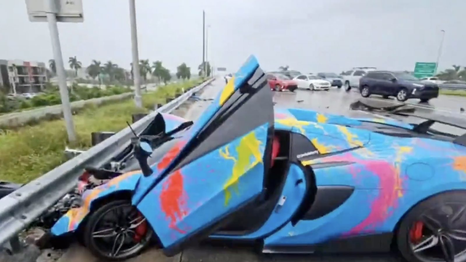Jack Doherty's crashed McLaren / @FearedBuck on X